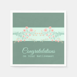 Servilleta De Papel Flor verde azulada Y Rosa