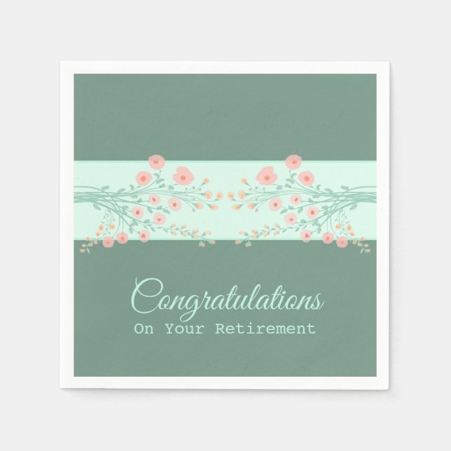 Servilleta De Papel Flor verde azulada Y Rosa (Anverso)