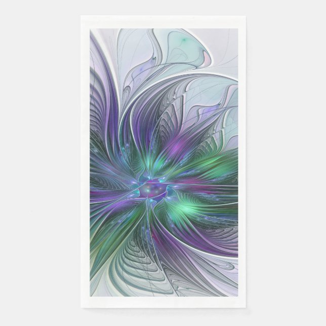 Servilleta De Papel Flor verde morada Moderna Resumen arte fractal (Anverso)
