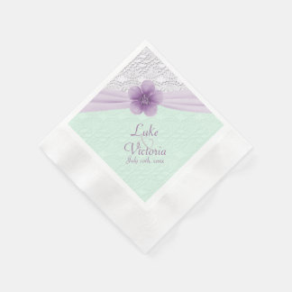 Servilleta De Papel Flor y encaje romántico verde de lavanda