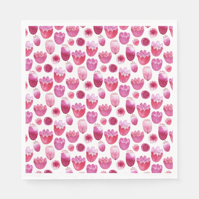 Servilleta De Papel Flora acuarela rosa (Anverso)