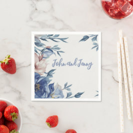 Servilleta De Papel Flora azul de color de agua suave