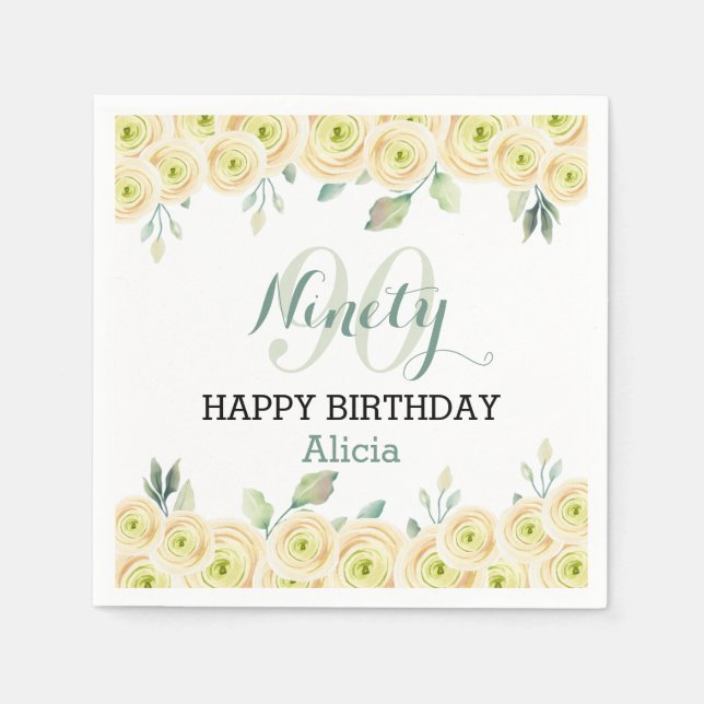 Servilleta De Papel Flora de Bonito de Eucalipto de Rosa Blanca 90 cum (Anverso)