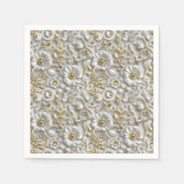Servilleta De Papel Flora de Flora 3D decorativa de oro blanco