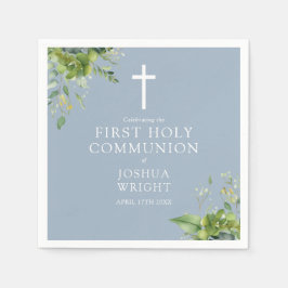 Servilleta De Papel Flora de verde azul turquesa primera comunión sagr