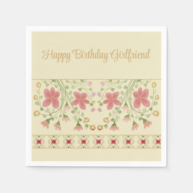 Servilleta De Papel Flora rosa Artsy (Anverso)