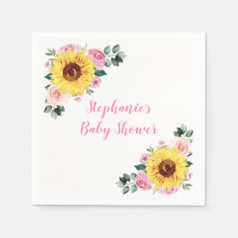 Servilleta De Papel Flora rosa de girasol Baby Shower personalizada