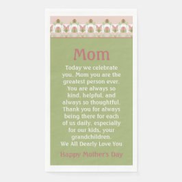 Servilleta De Papel Flora Rosa Y Verde Claro