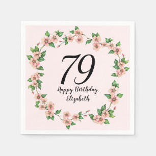 Servilleta De Papel Floral 79 Cumpleaños Bonito Rosa Rubor
