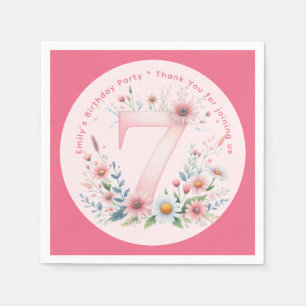Servilleta De Papel Floral 7 Personalizado de cumpleaños 7 princesa de