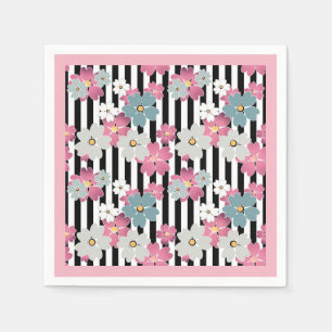 Servilleta De Papel Floral, a rayas