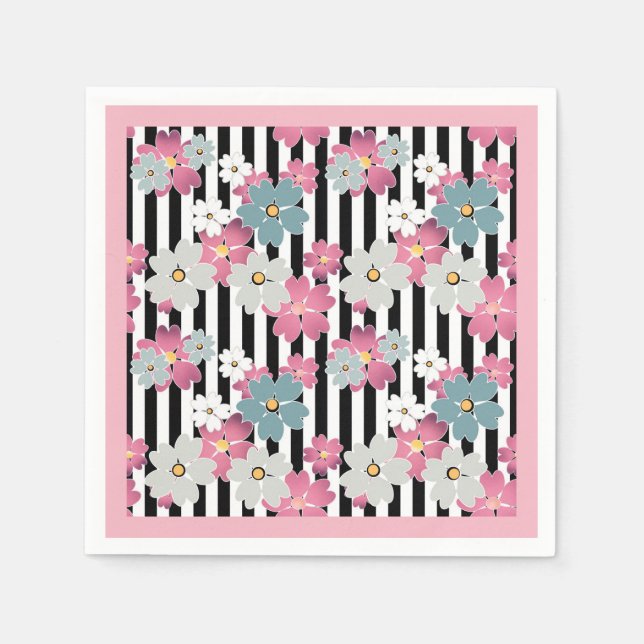 Servilleta De Papel Floral, a rayas (Anverso)