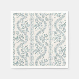 Servilleta De Papel Floral a rayas azul polvoriento sobre hueso
