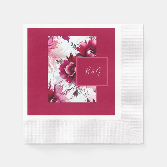 Servilleta De Papel floral abstracta flor de rosa boda servilletas (Anverso)