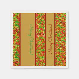 Servilleta De Papel Floral abstracta roja y verde - personalizada