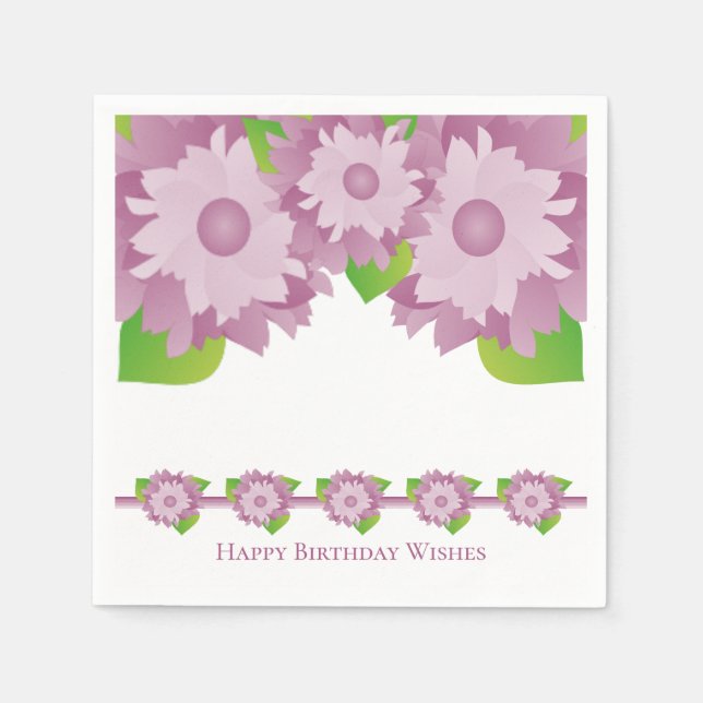 Servilleta De Papel Floral acentuado con púrpura (Anverso)