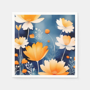 Servilleta De Papel Floral acuarela audaz Naranja