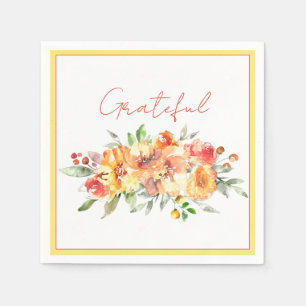 Servilleta De Papel Floral acuarela de otoño con texto personalizado