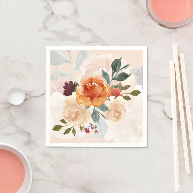 Servilleta De Papel Floral acuarela otoño naranja (Subido por el creador)