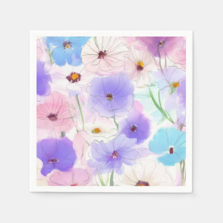 Servilleta De Papel Floral Acuarela Pastel