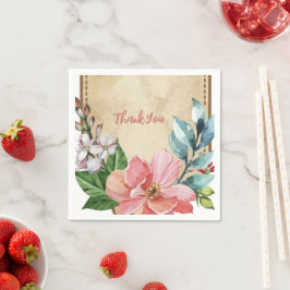 Servilleta De Papel Floral acuática de aspecto rústico