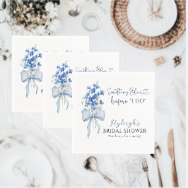 Servilleta De Papel Floral Algo Azul Cinta Ducha De Novias
