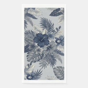 Servilleta De Papel Floral Aloha Flor en Flor Azul y Gris