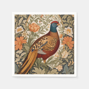 Servilleta De Papel Floral Antiguo Faisán Inspirado en William Morris