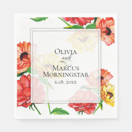 Servilleta De Papel Floral audaz roja y amarilla