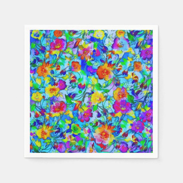 Servilleta De Papel Floral azul brillante (Anverso)