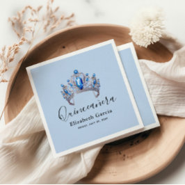 Servilleta De Papel Floral azul e marfil Quinceañera