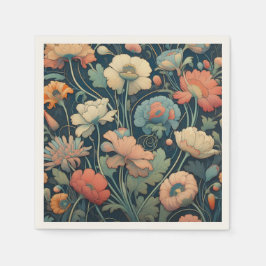 Servilleta De Papel Floral azul marino