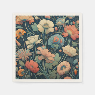 Servilleta De Papel Floral azul marino