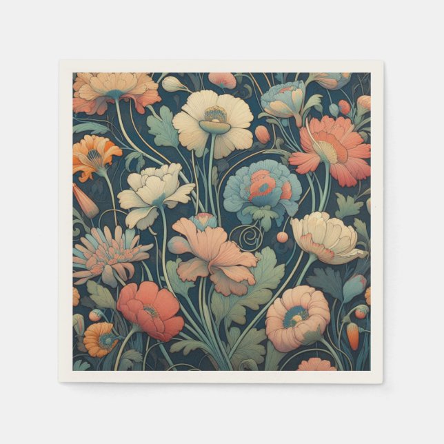 Servilleta De Papel Floral azul marino (Anverso)