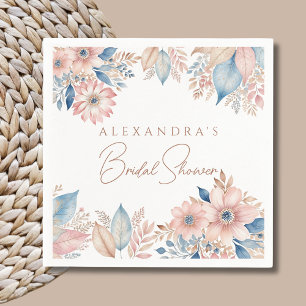Servilleta De Papel Floral azul rosa Boho Moda Bridal Shower