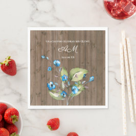 Servilleta De Papel Floral azul ruso gracias por festín mis quince