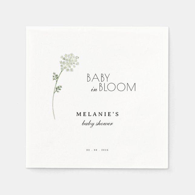 Servilleta De Papel Floral Baby in Bloom Baby Shower (Anverso)