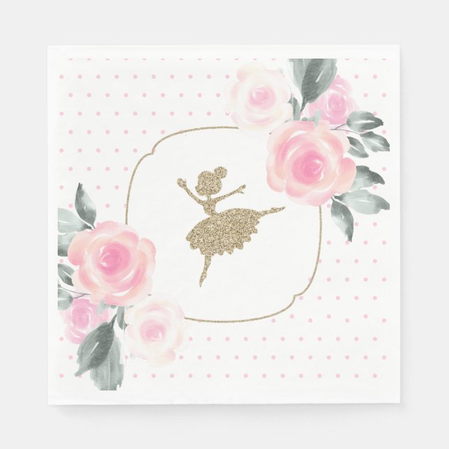 Servilleta De Papel Floral Ballerina Napkins Birthday Party (Anverso)