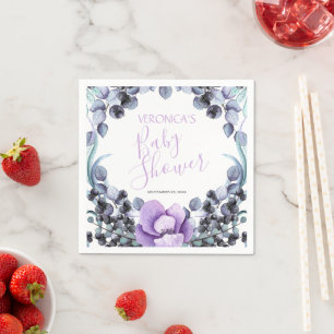 Servilleta De Papel Floral Berry Purple Baby Shower
