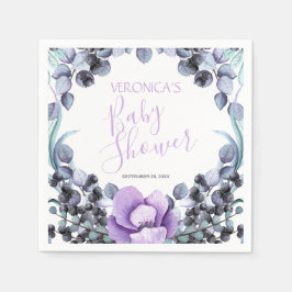 Servilleta De Papel Floral Berry Purple Baby Shower