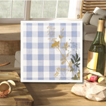 Floral blanca azul Gingham Plaid Country Farmhouse