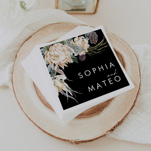 Servilleta De Papel Floral blanca   Napkins Black Boda