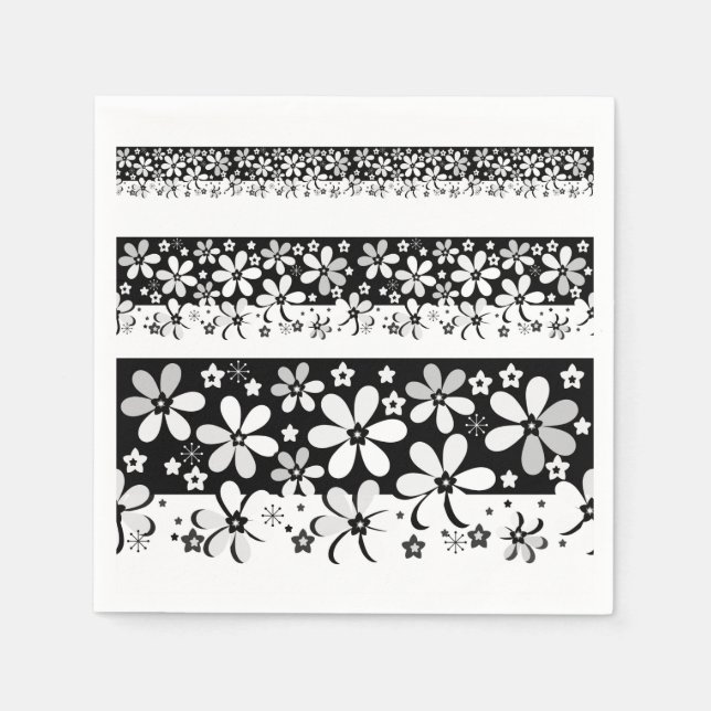 Servilleta De Papel Floral blanca y negra (Anverso)