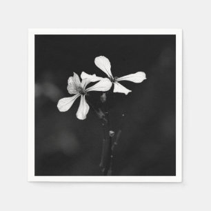 Servilleta De Papel floral blanca y negra mínima