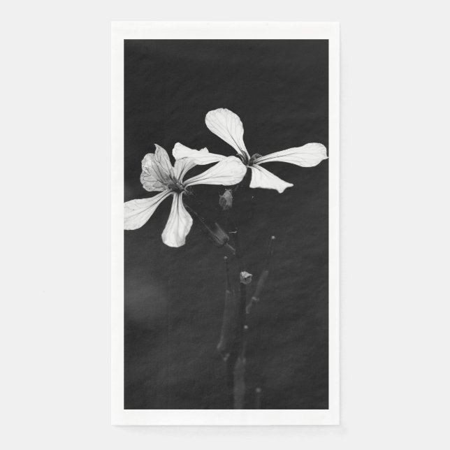 Servilleta De Papel floral blanca y negra mínima (Anverso)