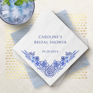 Servilleta De Papel Floral Blue French Bridal Shower