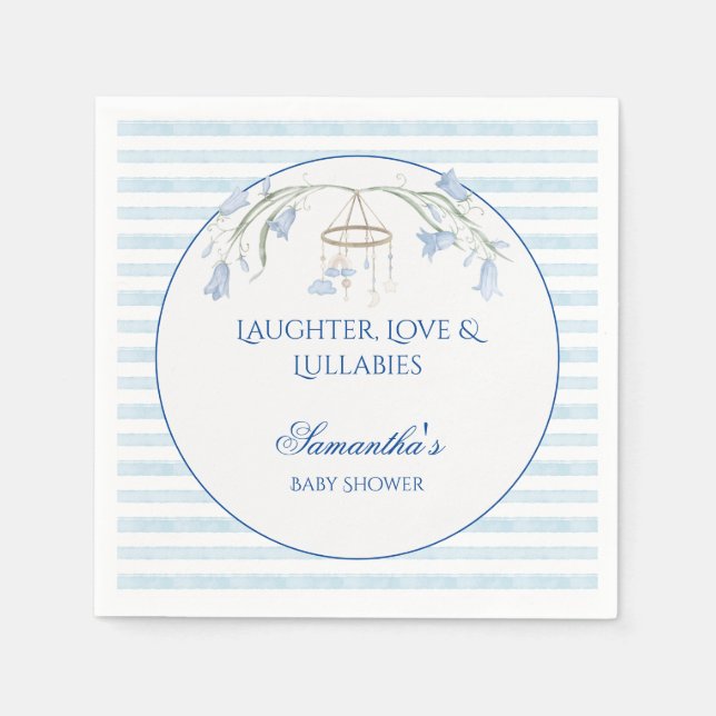 Servilleta De Papel Floral Bluebell Mobile Celestial Boy Baby Shower (Anverso)