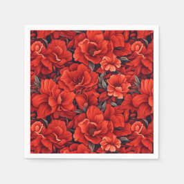 Servilleta De Papel Floral bohemiana roja escarlata
