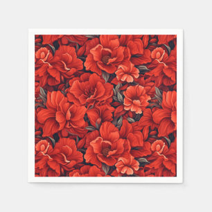 Servilleta De Papel Floral bohemiana roja escarlata