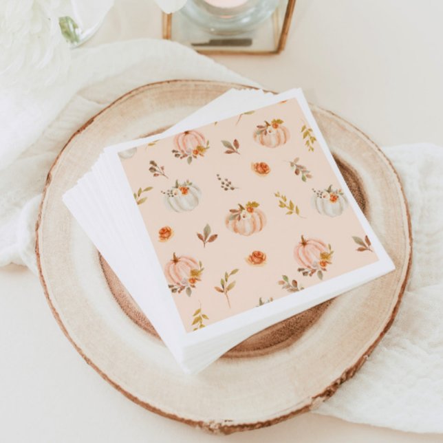Servilleta De Papel Floral boho caída pequeño cumpleaños de calabaza (Subido por el creador)